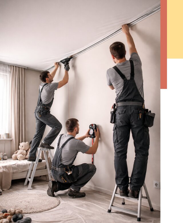 Монтаж натяжного потолка в детской в Мурманске от 3599 руб. — быстро и недорого | ОТДЕЛОЧНИК-Мрм