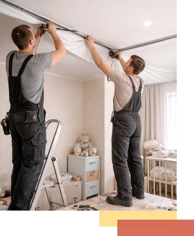 Монтаж натяжного потолка в детской комнате в Мурманске