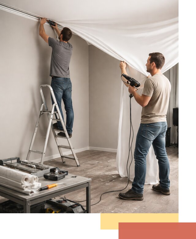 Монтаж натяжного потолка в студии в Мурманске