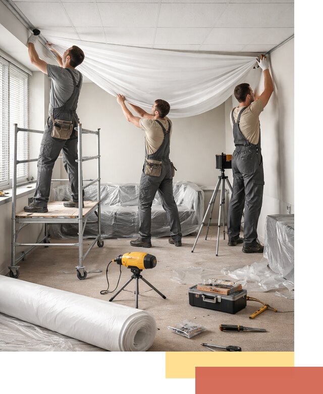 Монтаж натяжного потолка в офисе в Мурманске