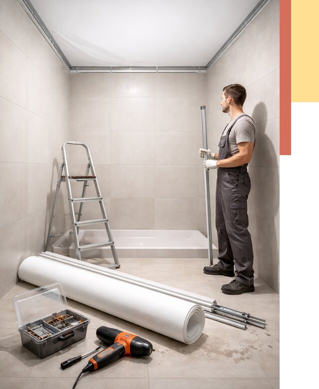 Монтаж натяжного потолка в санузле в Мурманске от 1902 руб. — ОТДЕЛОЧНИК-Мрм