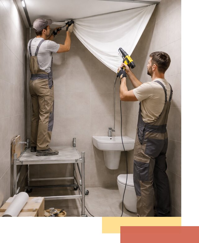 Монтаж натяжного потолка в санузле в Мурманске