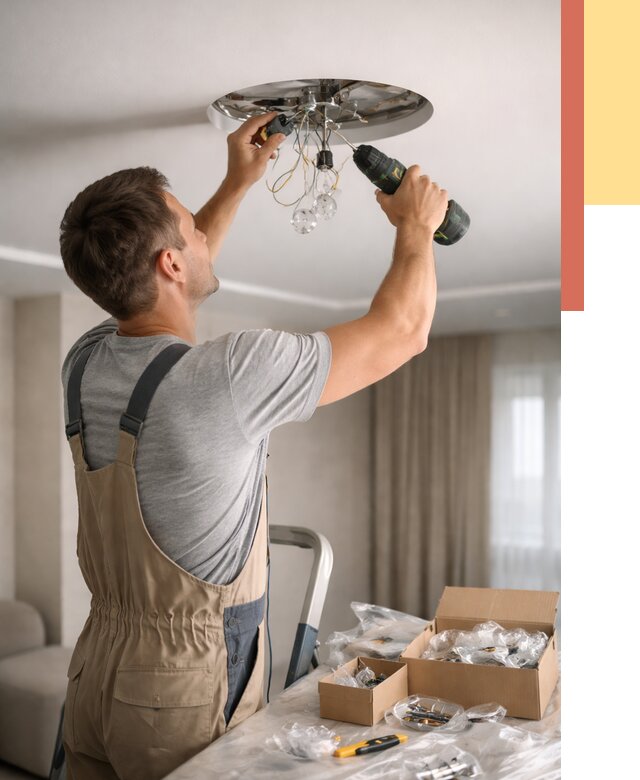 Установка люстры в натяжной потолок в Мурманске от 1234 руб. | Быстро и недорого — ОТДЕЛОЧНИК-Мрм