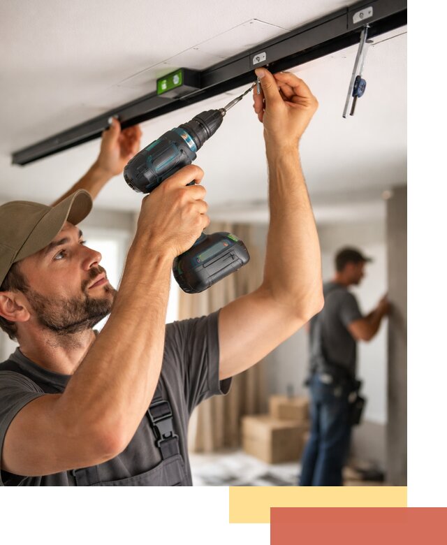 Установка трековых светильников в натяжной потолок в Мурманске