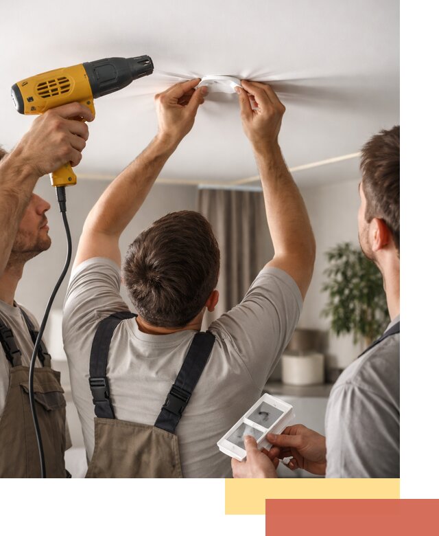 Ремонт прокола полотна натяжного потолка в Мурманске