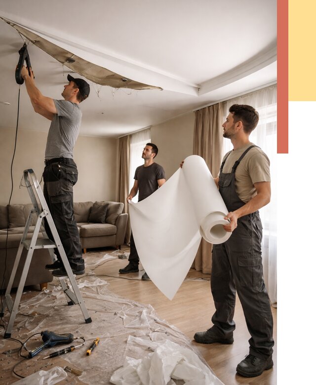 Замена полотна натяжного потолка в Мурманске от 9768 руб. быстро и недорого | ОТДЕЛОЧНИК-Мрм