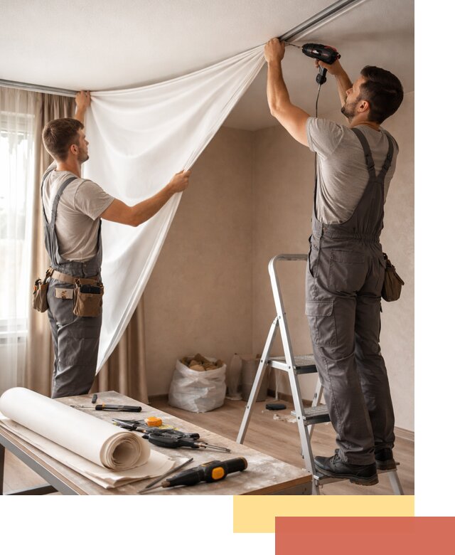 Замена полотна натяжного потолка в Мурманске быстро и качественно