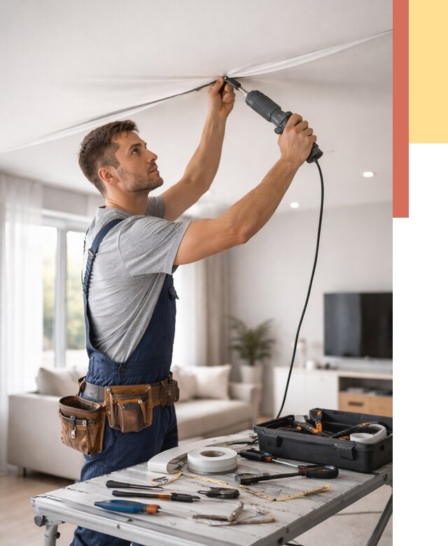 Ремонт натяжных потолков в Мурманске от 9768 руб. под ключ — ОТДЕЛОЧНИК-Мрм