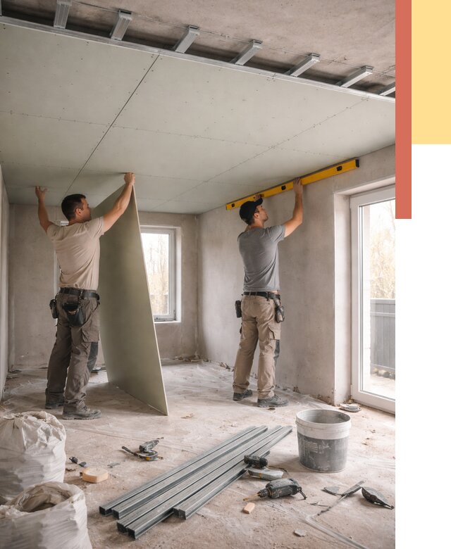 Одноуровневый потолок из гипсокартона в Мурманске от 771 руб. — монтаж под ключ | ОТДЕЛОЧНИК-Мрм