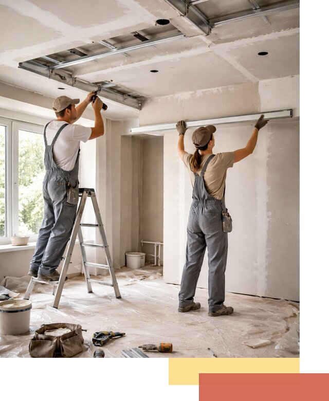 Монтаж многоуровневого потолка из гипсокартона в Мурманске