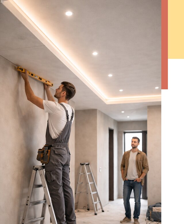 Потолок из гипсокартона с подсветкой в Мурманске от 771 руб./м2 под ключ | ОТДЕЛОЧНИК-Мрм