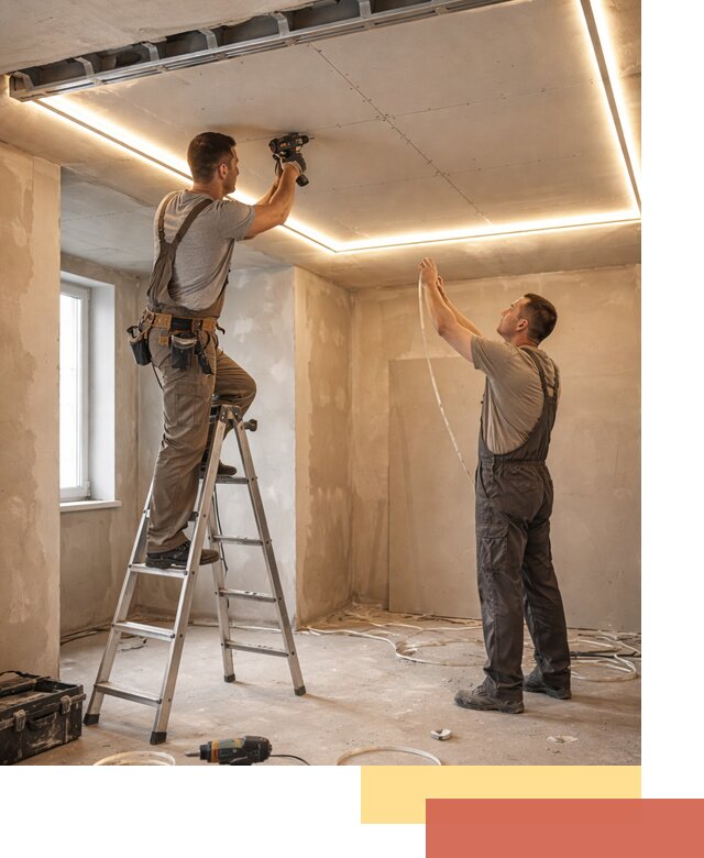 Потолок из гипсокартона с подсветкой в Мурманске