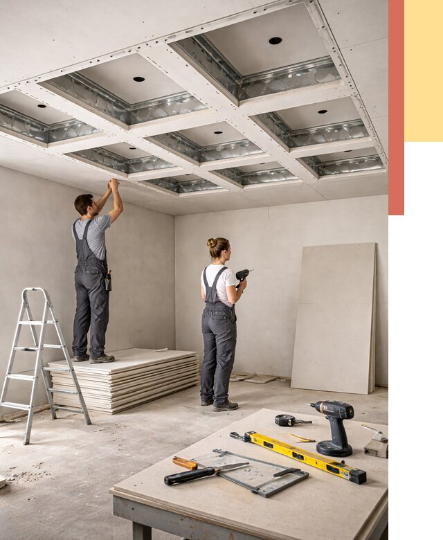 Кессонный потолок из гипсокартона в Мурманске от 1902 руб. — монтаж и под ключ | ОТДЕЛОЧНИК-Мрм