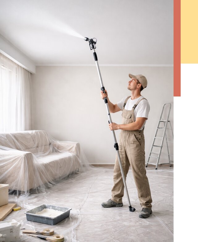 Покраска потолка краскопультом в Мурманске от 4627 руб. быстро и недорого | ОТДЕЛОЧНИК-Мрм