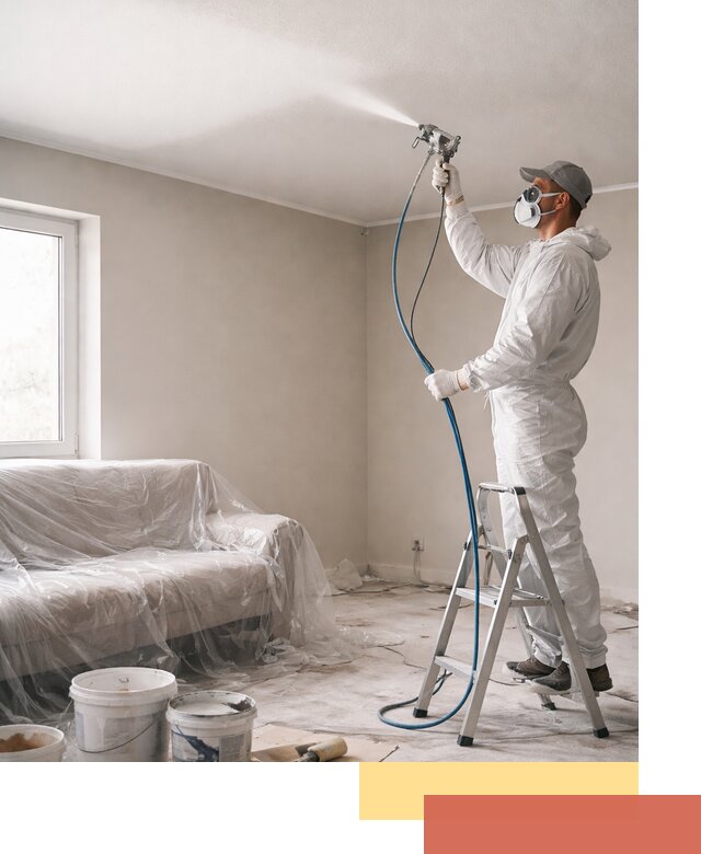 Покраска потолка краскопультом в Мурманске быстро и качественно