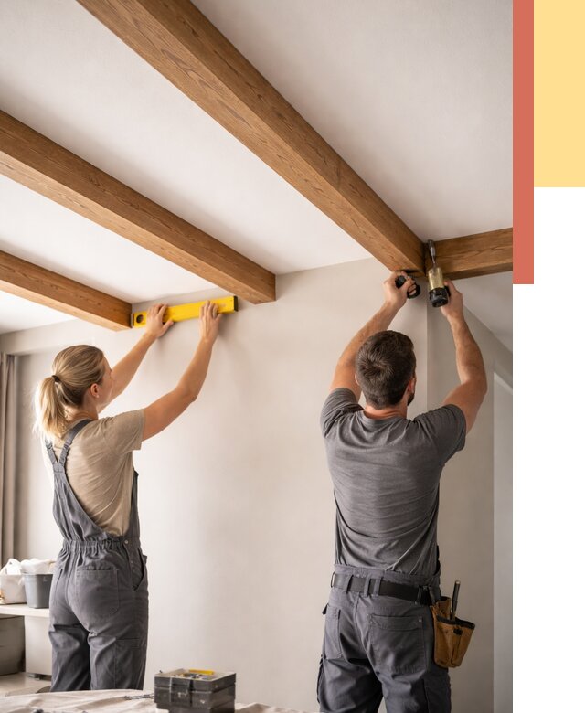 Монтаж декоративных балок на потолок в Мурманске от 4318 руб. — ОТДЕЛОЧНИК-Мрм