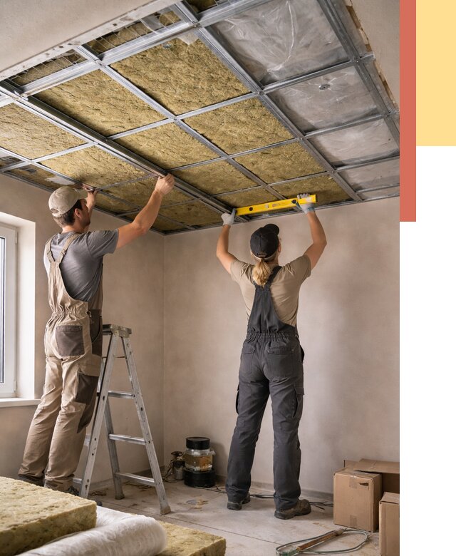 Шумоизоляция потолка в Мурманске от 1285 руб. под ключ — услуги ОТДЕЛОЧНИК-Мрм